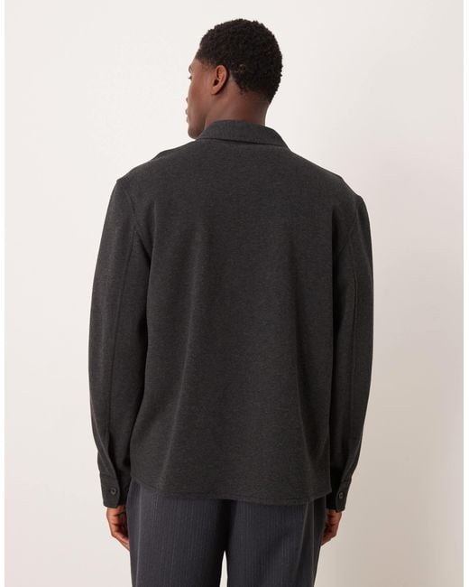 Mango Black Cotton Mix Shacket for men