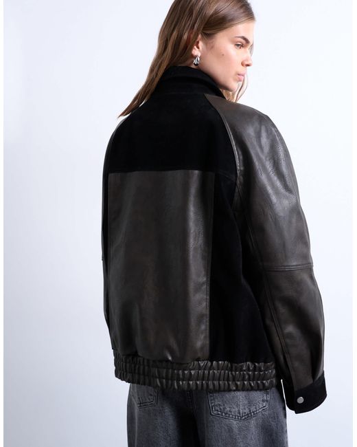 TOPSHOP Gray – jacke aus kunstleder