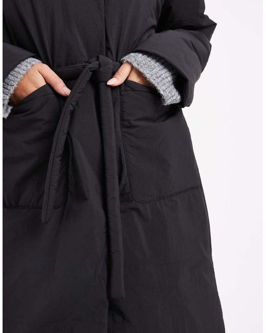 ONLY Blue Tie Waist Longline Coat