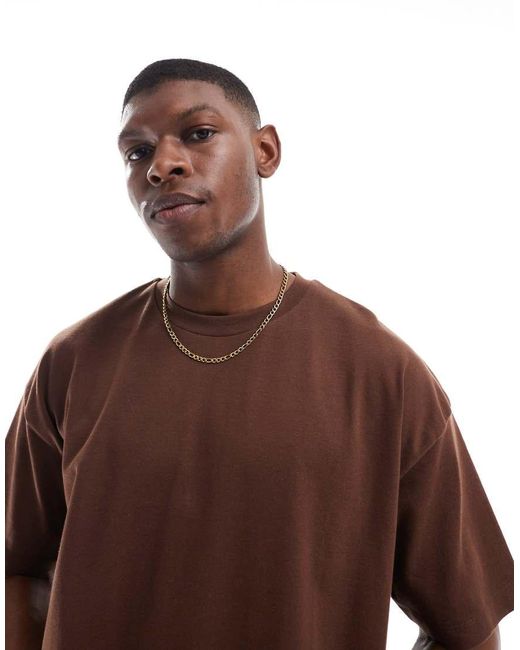 ASOS Brown Heavyweight Oversized T-shirt for men