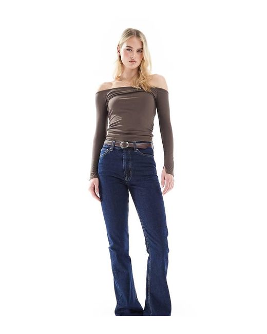 ASOS Blue Asos Design Tall Mid Rise Flare Jeans