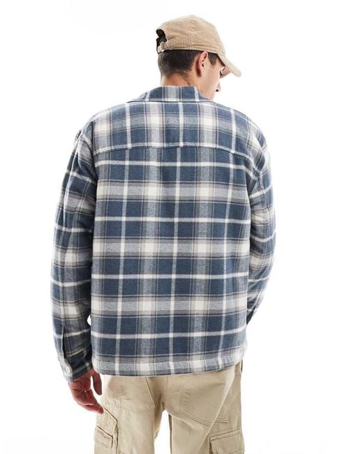 Hollister Blue Check Detail Shacket for men