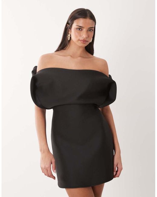 ASOS Black Structured Bardot Mini Dress