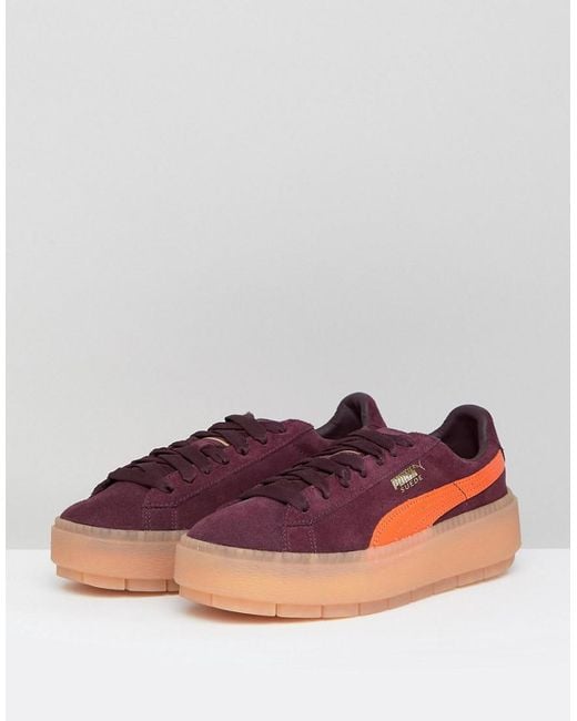 PUMA Trace Platform Sneakers In Burgundy And Orange in Black | Lyst