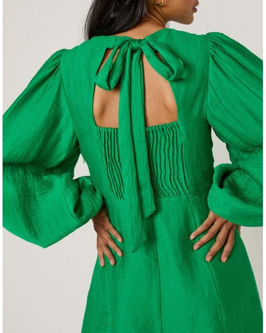 Nobody's Child Green Balloon Sleeve Nicki Mini Dress