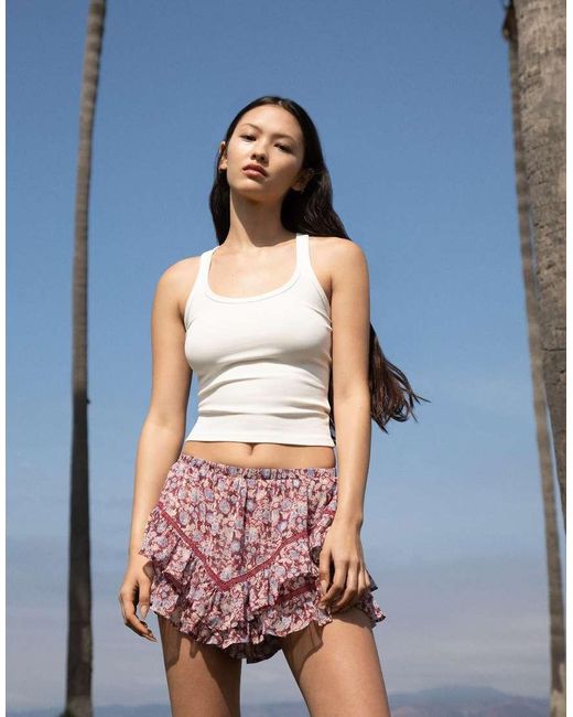 Bershka Blue Textured Boho Skort for men
