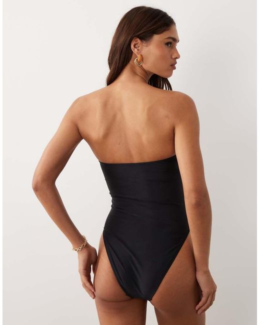 ASOS Multicolor Cornelia Bandeau Swimsuit With Embroidery Detail