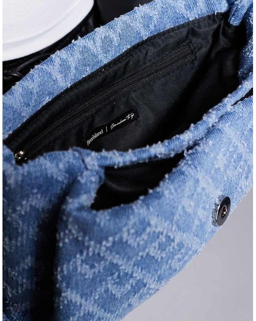 River Island Black Denim Trim Flap Shoulder Bag