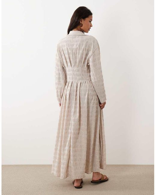 ASOS Natural Cinched Detail Maxi Shirt Dress