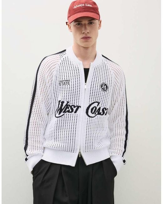 Bershka White Retro Mesh Jacket for men