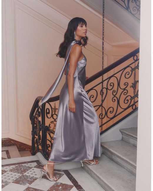 4th & Reckless Metallic – drapiertes satin-maxikleid