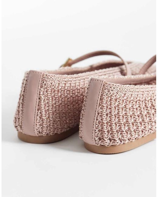 Schuh White Lisbeth Double Buckle Woven Ballet Flats