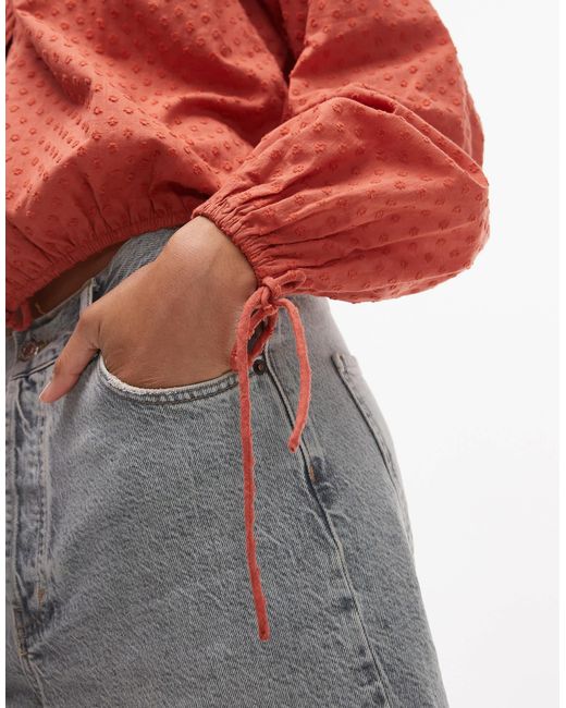 TOPSHOP Red – dobby-oberteil