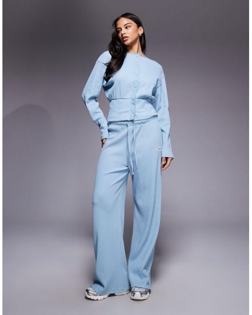 ASOS Blue Weekend Collective Co-Ord Wide Leg Waffle Jogger