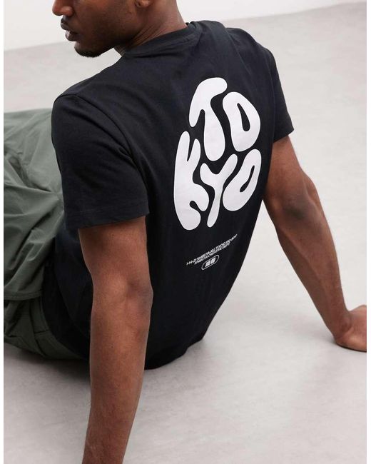 ASOS Black Regular T-shirt With Kyoto Text Print for men