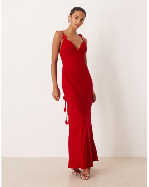 For Love & Lemons Red For love & lemons – satin-maxikleid