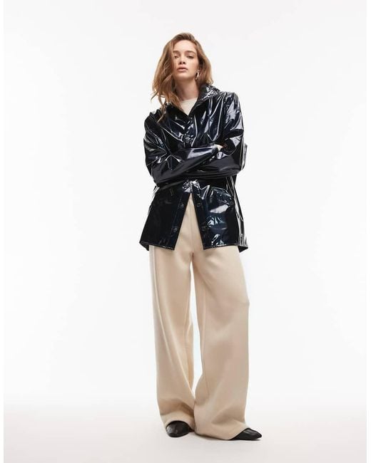 Rains Blue 12010 Button Up Waterproof Short Jacket