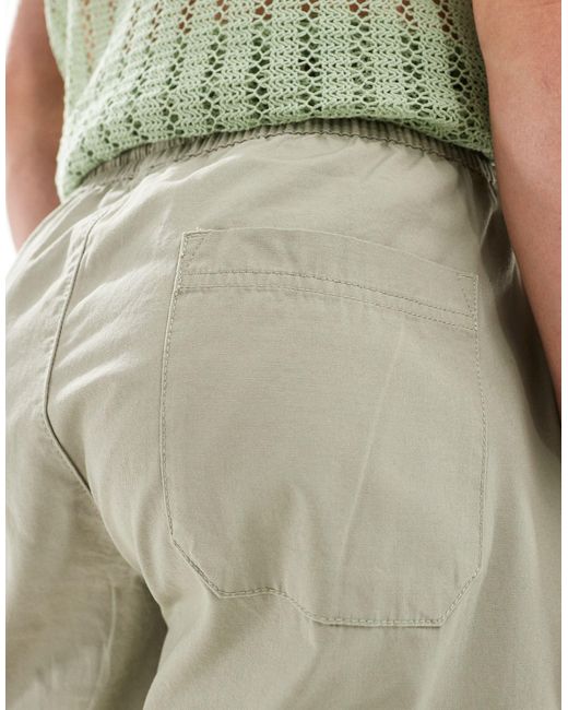 Pantalones cortos verde salvia sin cierres Only & Sons de hombre de color White
