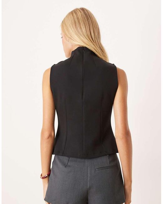 ASOS Black Interlock Grown On Neck Top