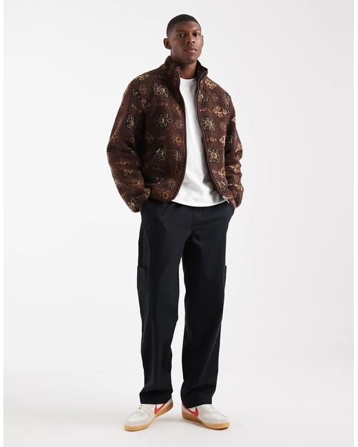 Jack & Jones Brown Printed Teddy Jacket for men