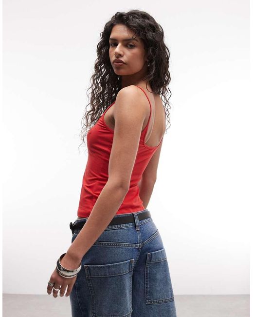 Monki Red Scoopneck Vest Top
