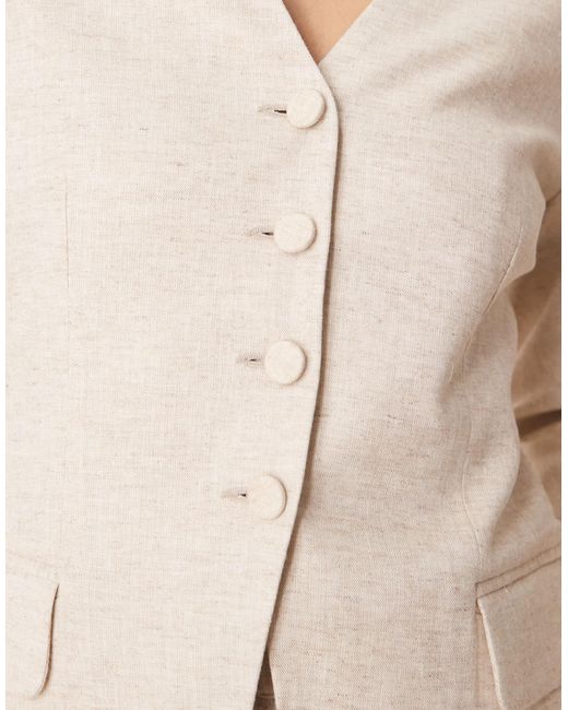 Abercrombie & Fitch Natural Collarless Nipped Linen Blazer