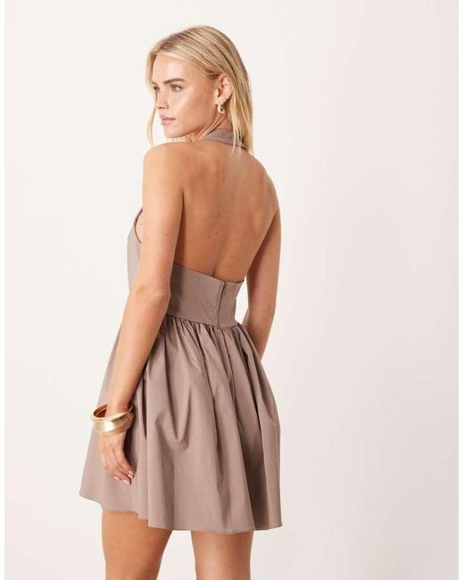 ASOS Brown Asos Design Petite Sleeveless Shirt Skater Dress