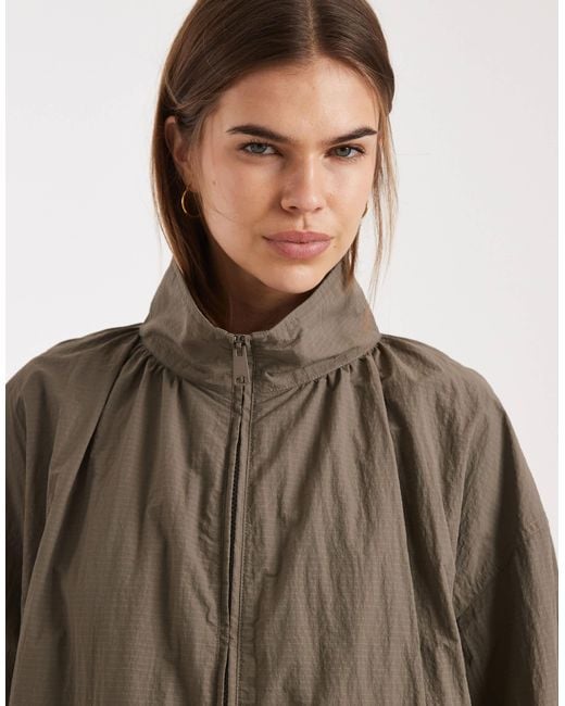 ASOS Brown Oversized Bubble Hem Track Jacket