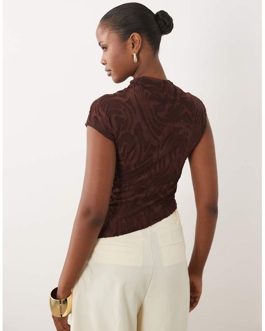 ASOS Brown Burnout Swirl High Neck Top