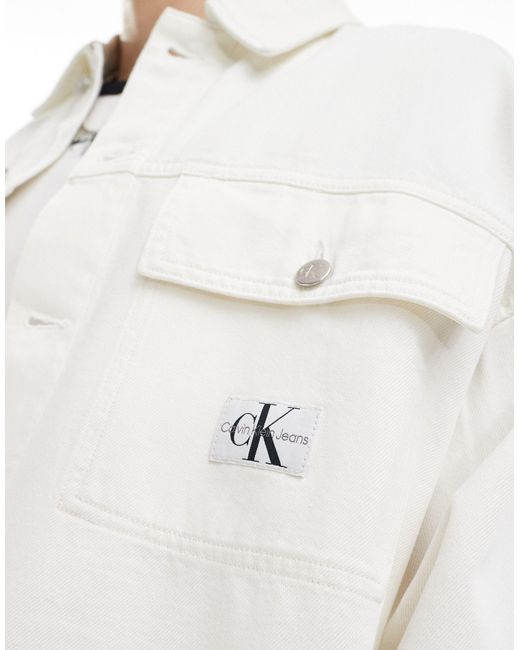 Calvin Klein White Unisex Co-ord Oversized Workwear Denim Jacket