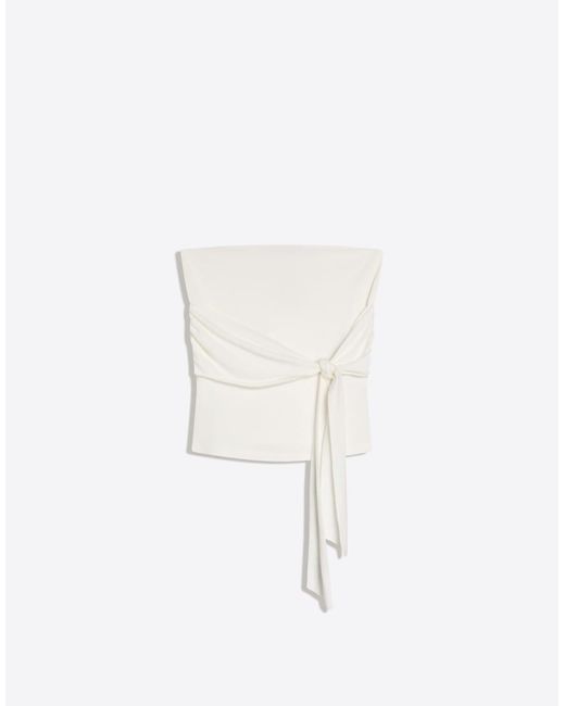 Bershka White Bandeau Top With Tie Detail
