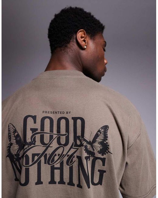 Good For Nothing Brown T-shirt With Back Print for men