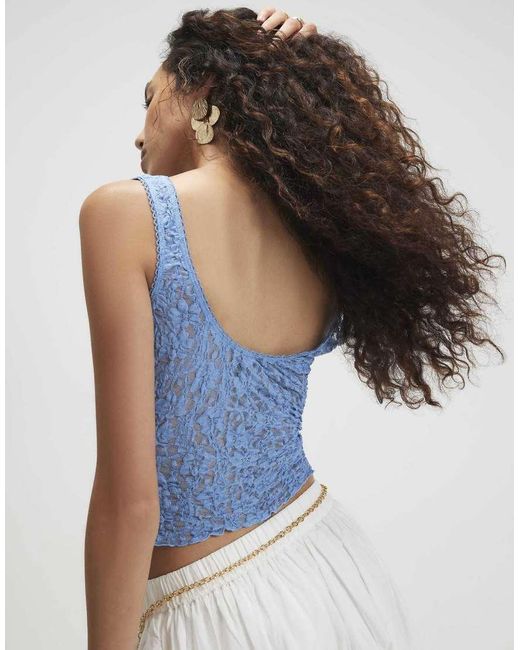 River Island Blue Lace V Neck Cami Top