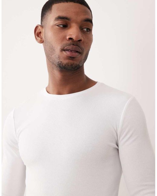 ASOS White Essentials Muscle Fit Long Sleeve T-shirt for men