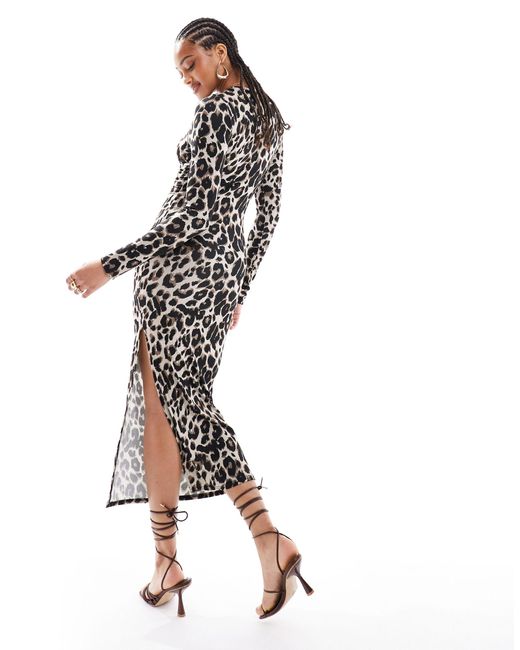Robe longue - léopard Miss Selfridge en coloris White