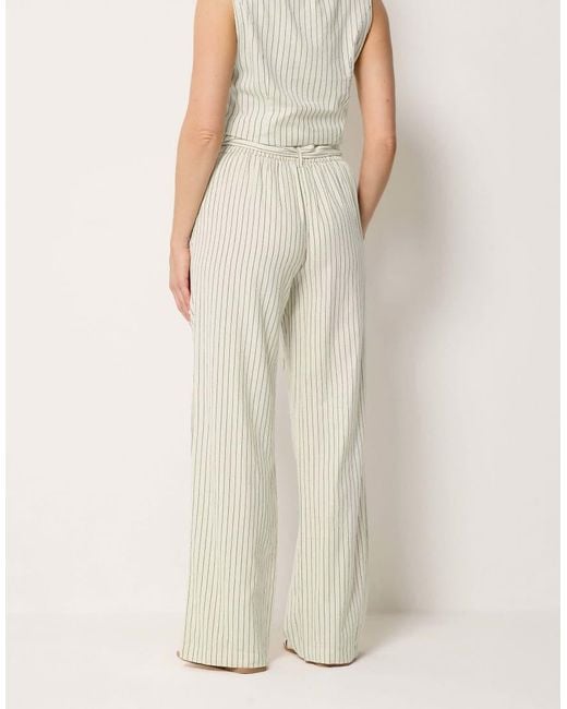 Long Tall Sally Natural Pinstripe Wide Leg Trousers