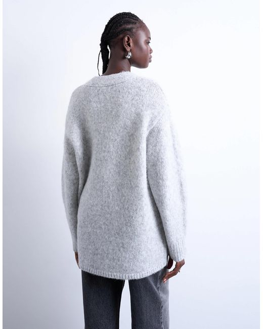 TOPSHOP White Knitted Longline Easy Cardigan