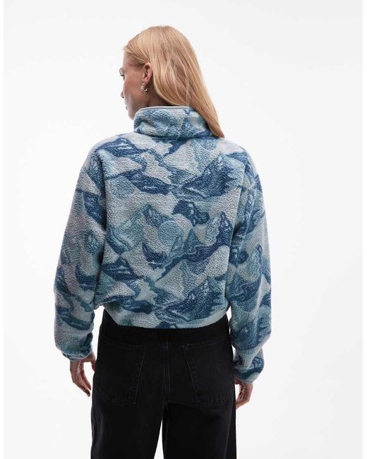 Columbia Blue Helvetia Ii Printed Cropped Half Snap Fleece