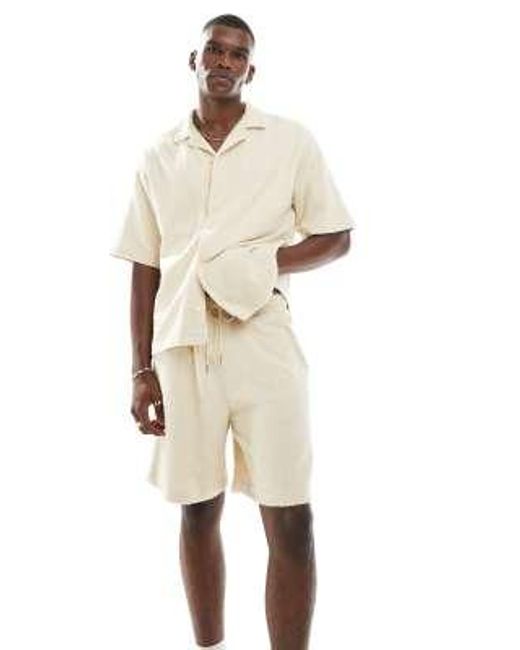 Pull&Bear Natural Self Stripe Textured Short for men