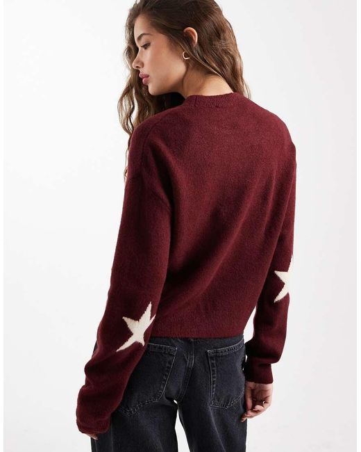 Mango Red Teen Knit Sweater With Star Detail
