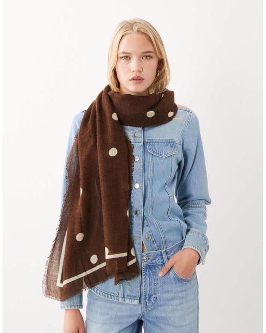 Mango Blue Leichter strickschal mit polka-dot-print