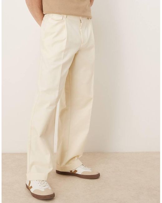Chino Eleganti A Fondo Ampio di ASOS in Natural da Uomo