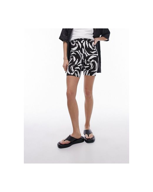 Leggings cortos s con estampado ondulado abstracto TOPSHOP de color Black