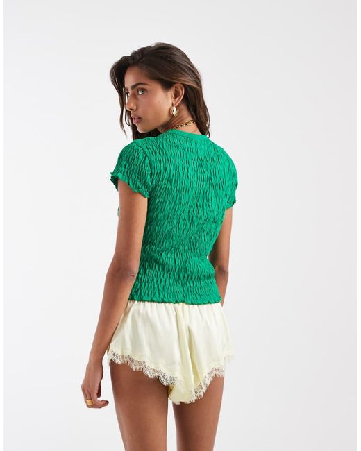 ASOS Green Shirred Baby Tee With Mexico Football Graphic