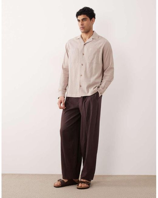 ASOS Pink Relaxed Revere Crinkle Texture Shirt for men