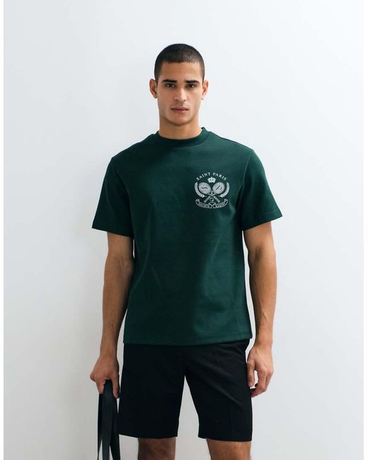 River Island White Oversized 'Saint Paris Tennis' T-Shirt for men