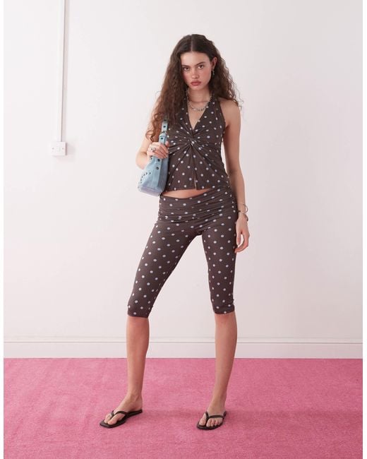 Collusion Brown Polka Dot Halter Top