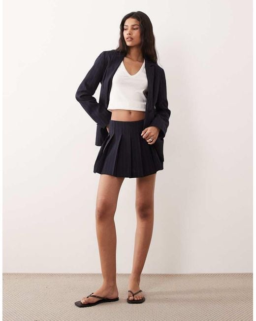 Miss Selfridge Black Pleated Pinstripe Skort