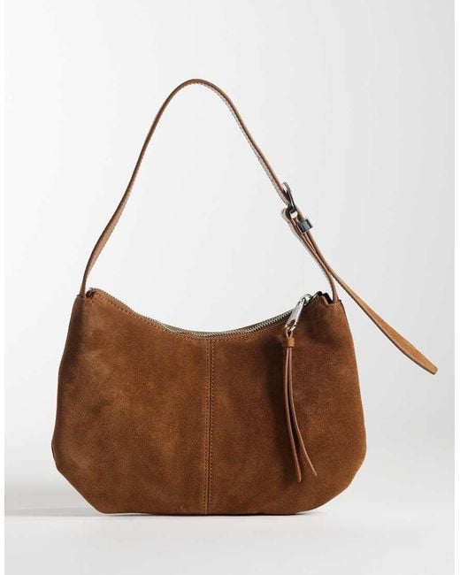 Tommy Hilfiger Brown Slouchy Suede Shoulder Bag