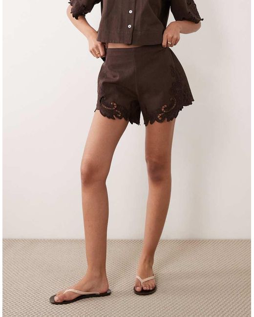 ASOS Brown Denim Shirt With Cutwork